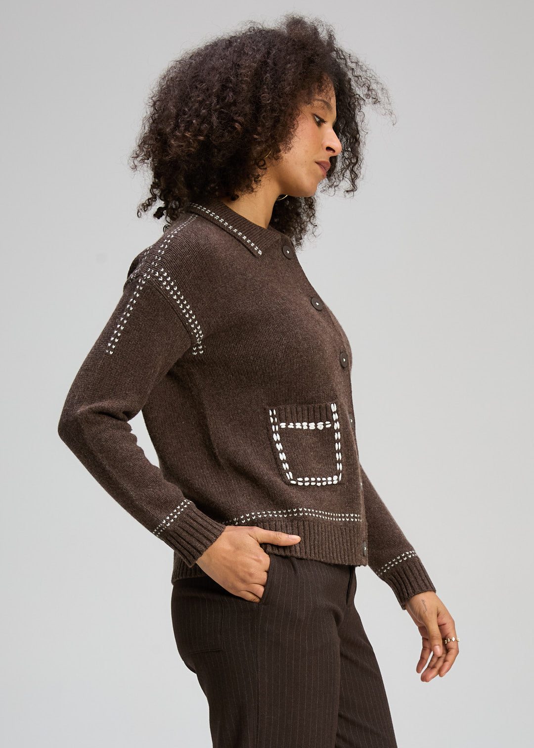 Zaket & Plover "Tailored Cardi" - Cocoa - Sizes: S M L XL