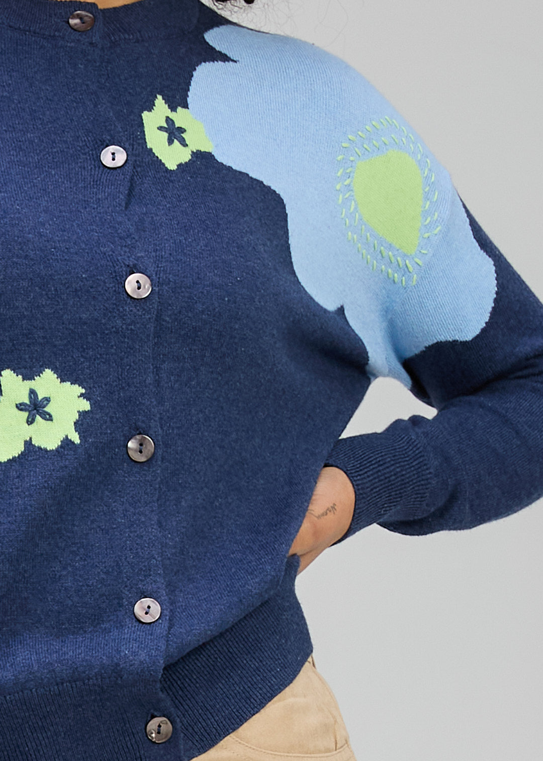Zaket & Plover   "Petal Play Cardi"   -   Denim  -   Sizes:  S