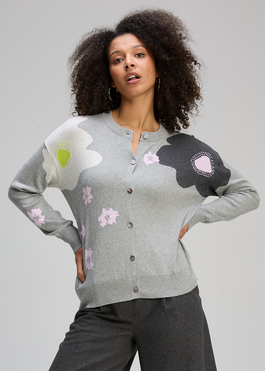 Zaket & Plover "Petal Play" Cardi - Marl - Sizes: XS S M L