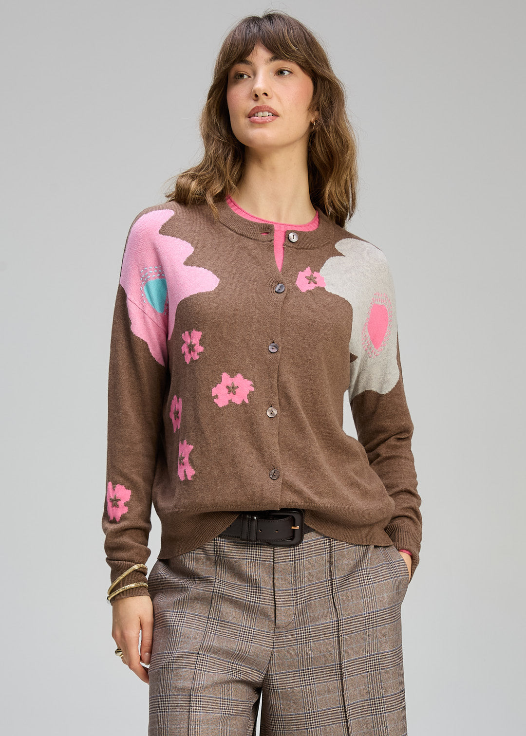 Zaket & Plover "Petal Play" Cardi - Bark - Sizes: S  L XL