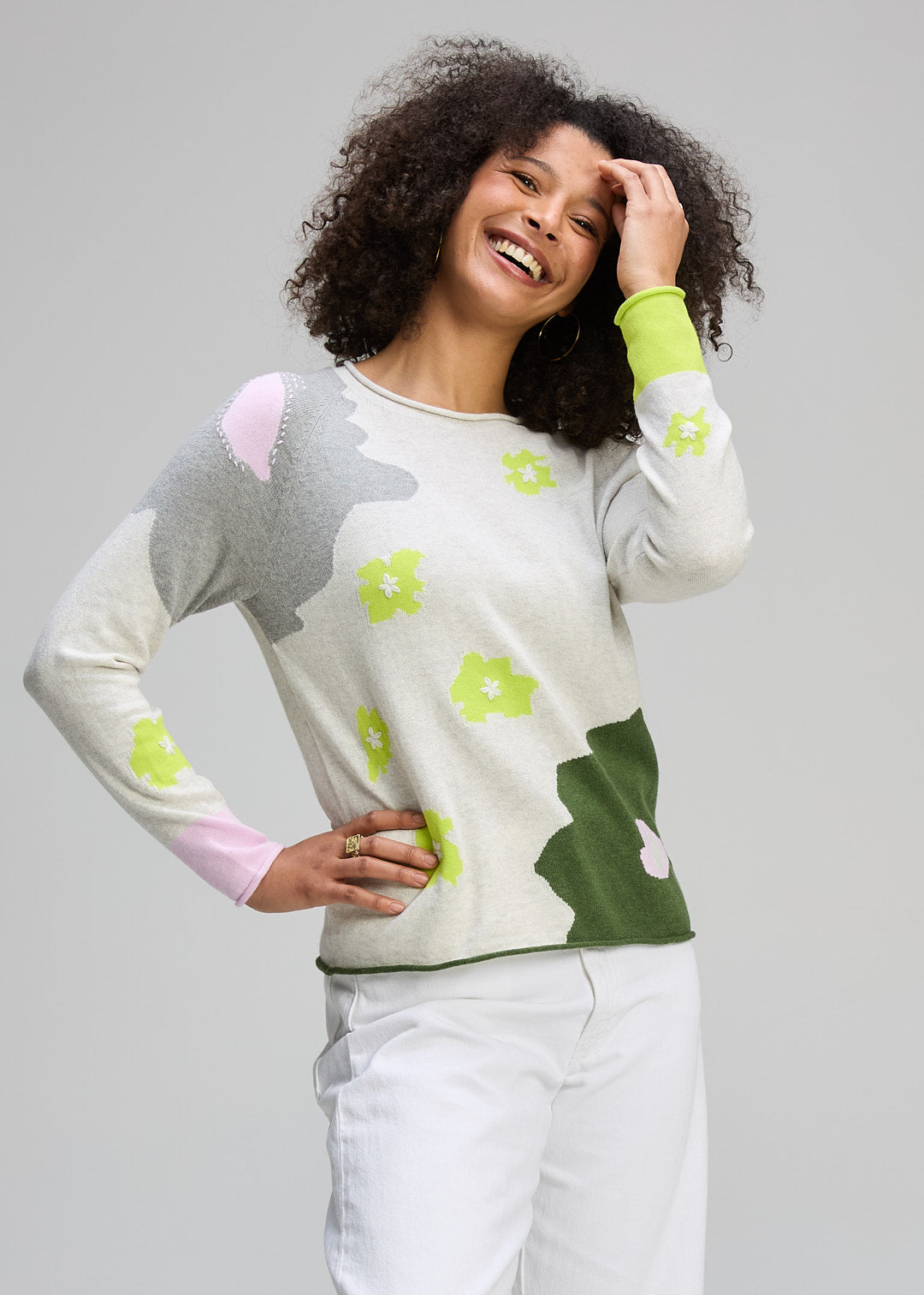 Zaket & Plover "Petal Play" Jumper - Ice - M  L