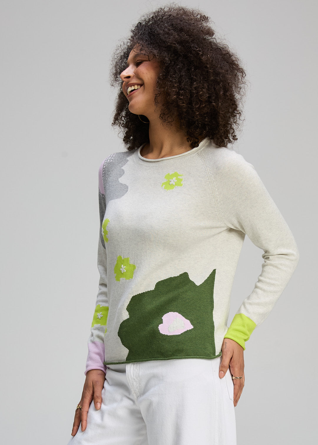 Zaket & Plover "Petal Play" Jumper - Ice - M  L