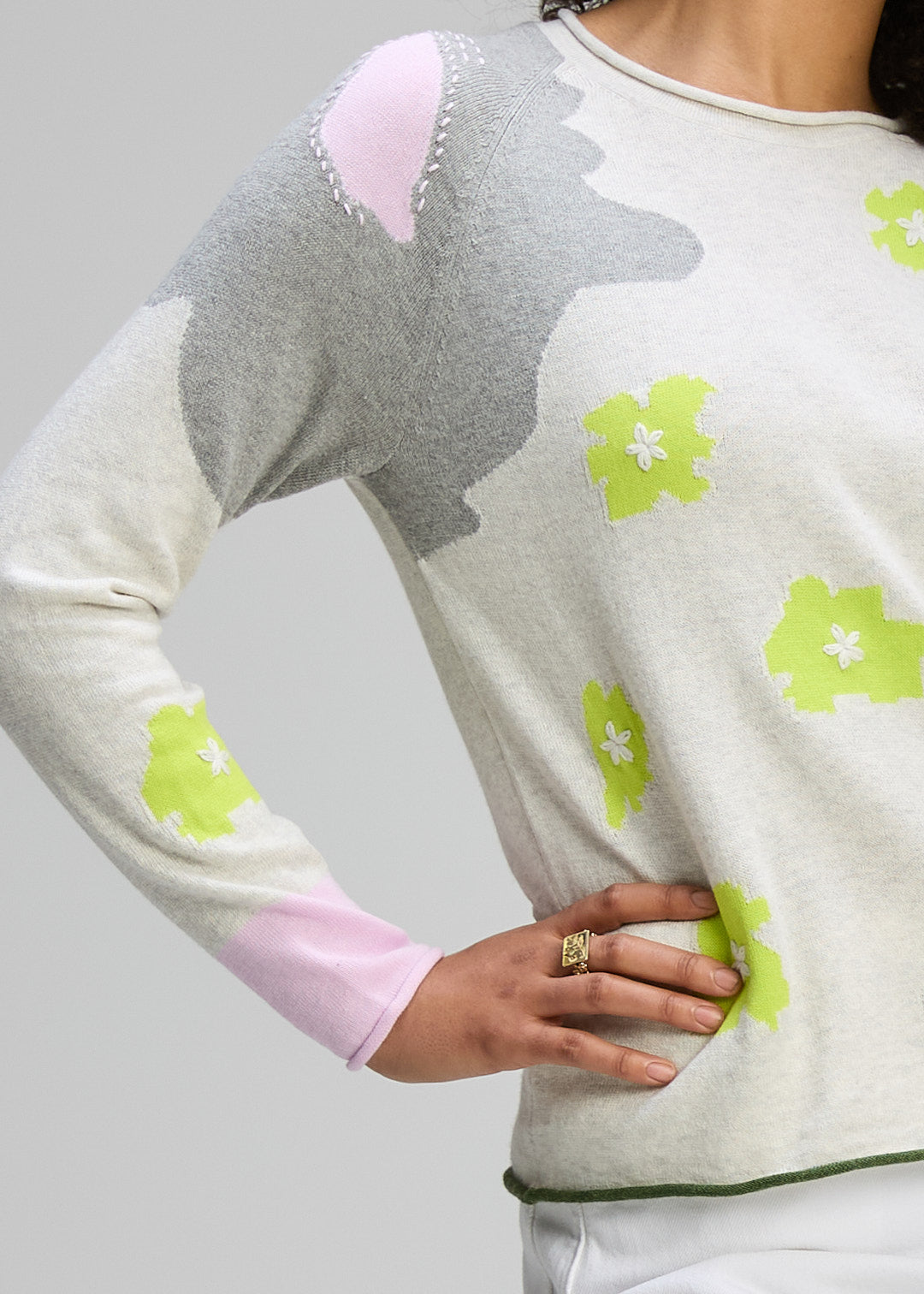 Zaket & Plover "Petal Play" Jumper - Ice - M  L