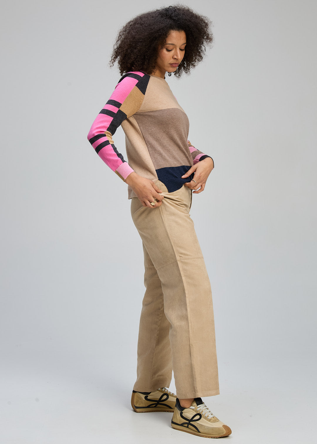 Zaket & Plover "Colour Block Jumper" - Oat- Sizes:  L