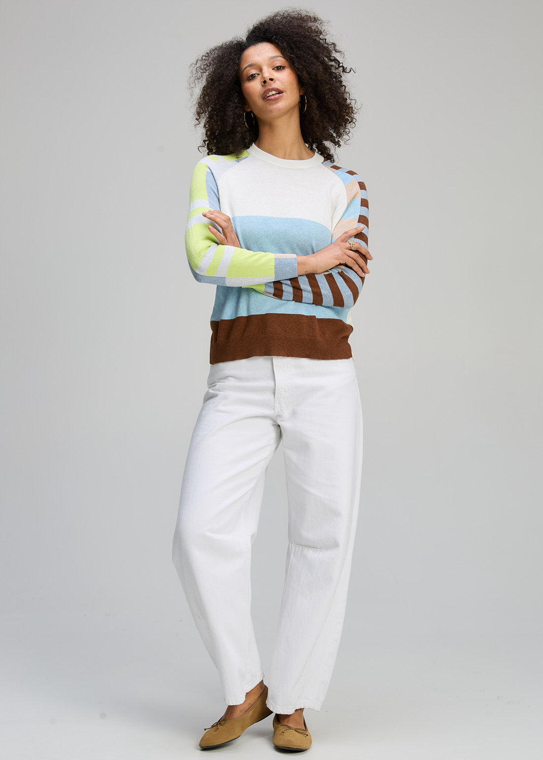 Zaket & Plover "Colour Block Jumper" - White - Sizes:   XL