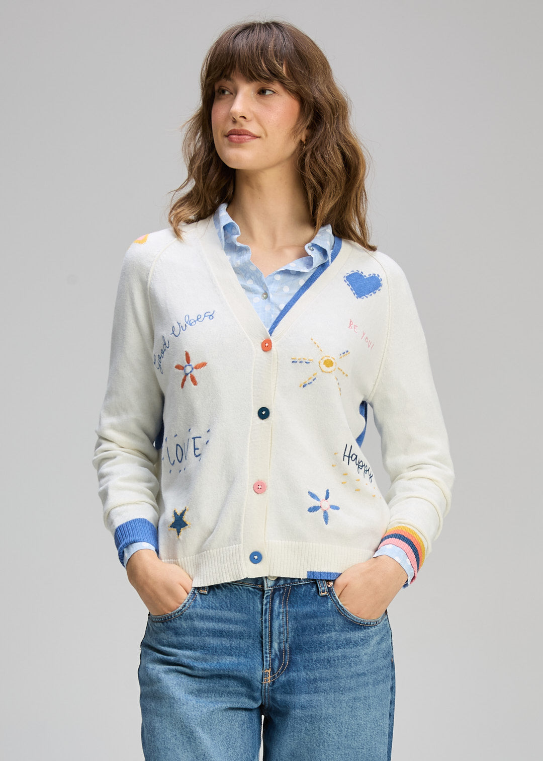Zaket & Plover "Good Energy" Cardi - Winter White - Sizes: XS   L
