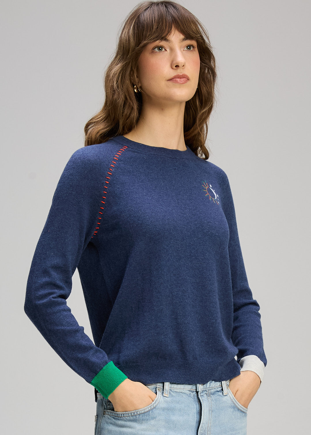 Zaket & Plover "Solar/Lunar Crew Neck Jumper" - Dark Denim - Sizes:  S  XL