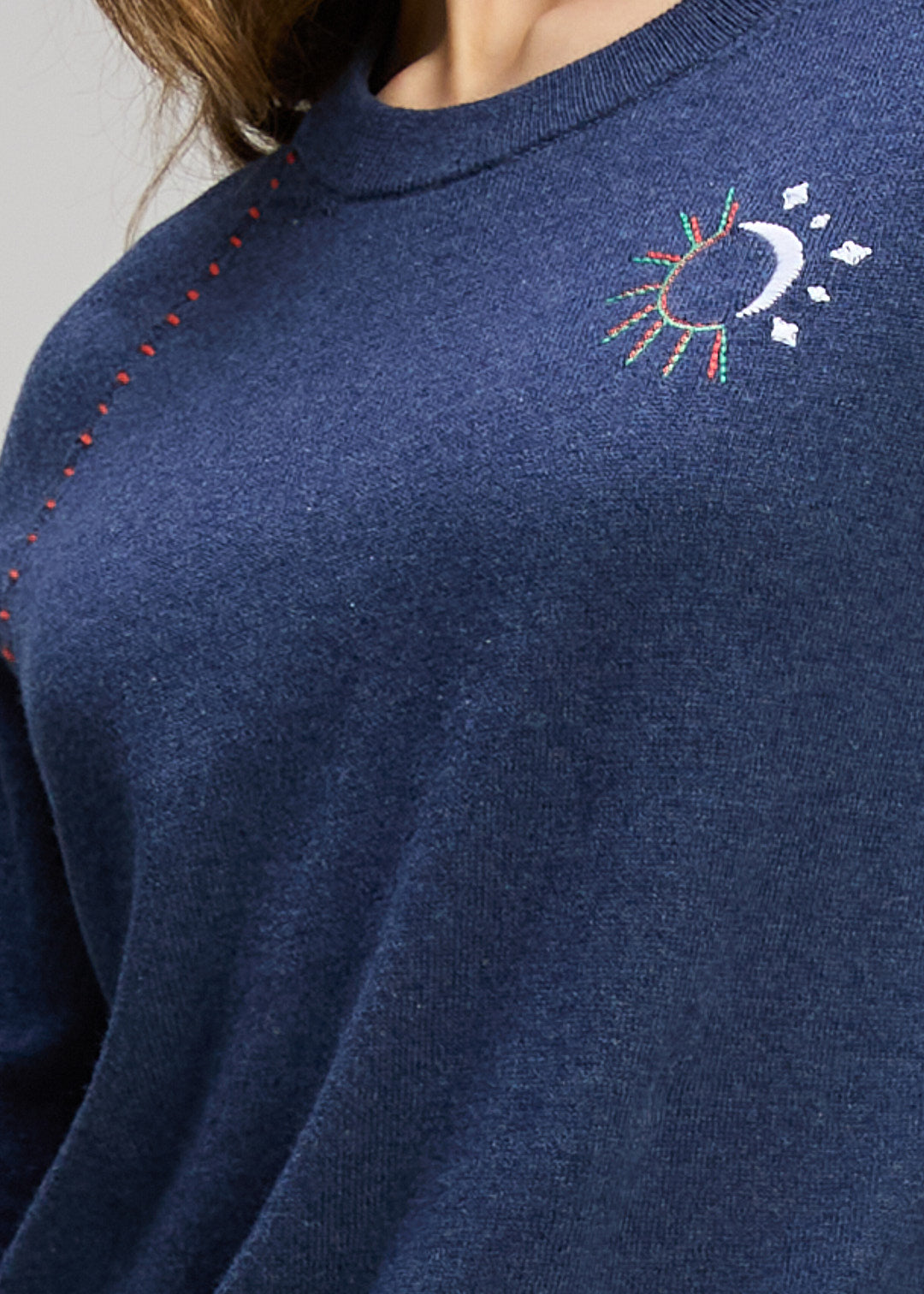Zaket & Plover "Solar/Lunar Crew Neck Jumper" - Dark Denim - Sizes:  S  XL