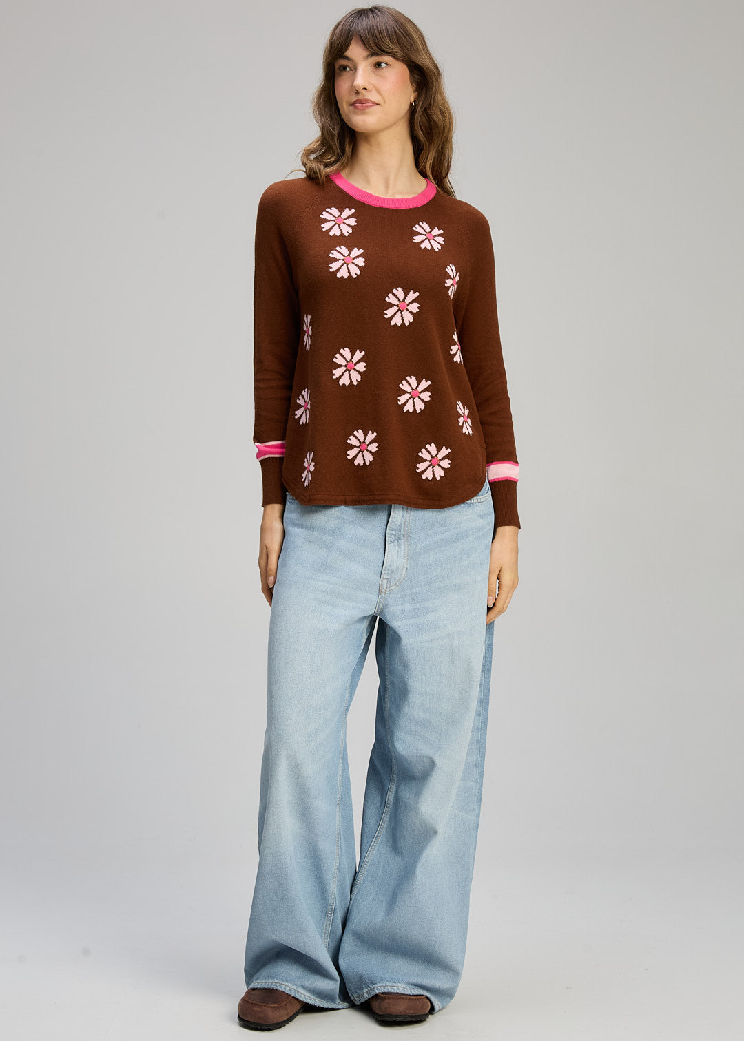 Zaket & Plover "Daisy Chain Sweater" - Chocolate - Sizes: XS S M  XL
