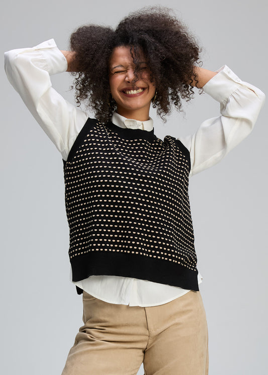 Zaket & Plover "Textured Tank" Vest - Black/Camel - Sizes: XS S M L