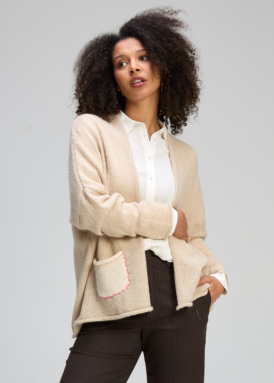 Zaket & Plover "Bloom Back Cardi" - Mink - Sizes: XS/S  M/L