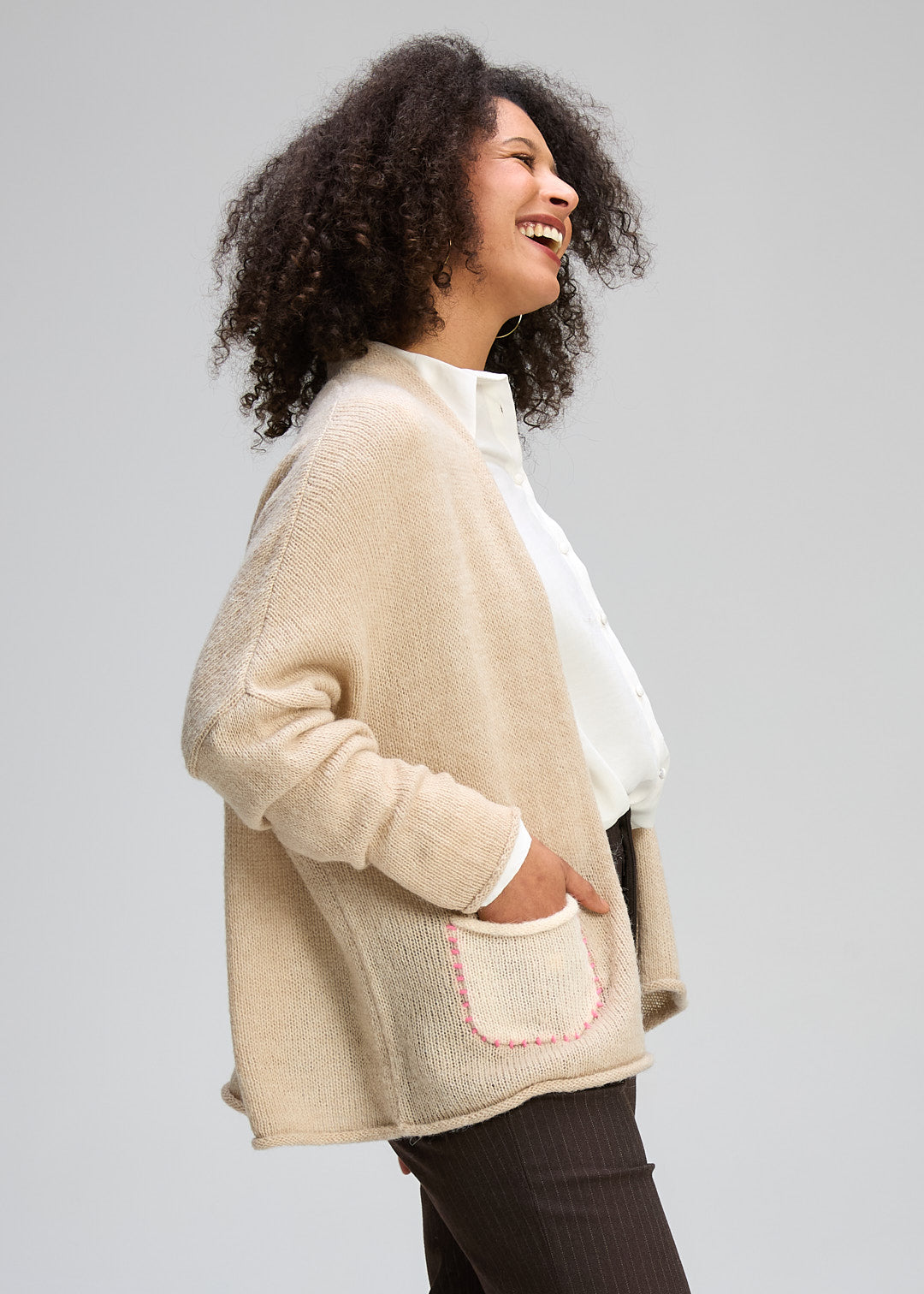 Zaket & Plover "Bloom Back Cardi" - Mink - Sizes: XS/S  M/L