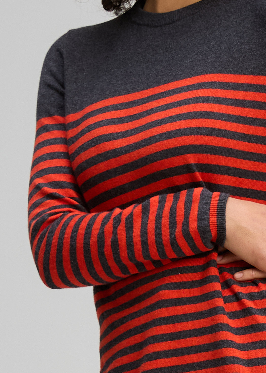 Zaket & Plover Detail Stripe Crew Jumper - Charcoal - Sizes:  L