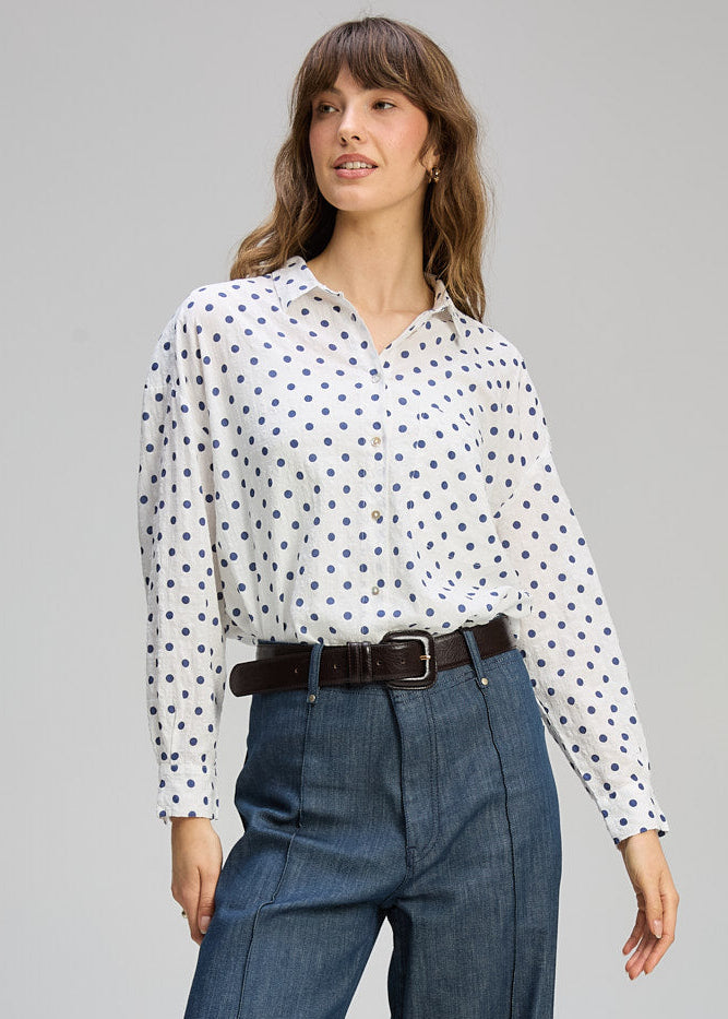 Zaket & Plover Sportino Shirt - Navy Spot - Sizes: XS M L XL