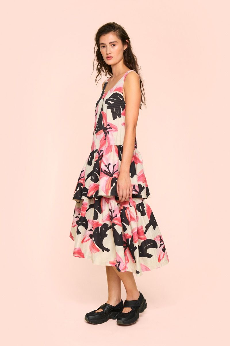 SALE Bitte Kai Rand "Cool Lily" Dress With Flounces - Sizes: S M