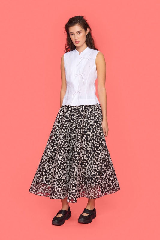Bitte Kai Rand  Flower Mesh Skirt - Black/Ivory - Sizes: S L