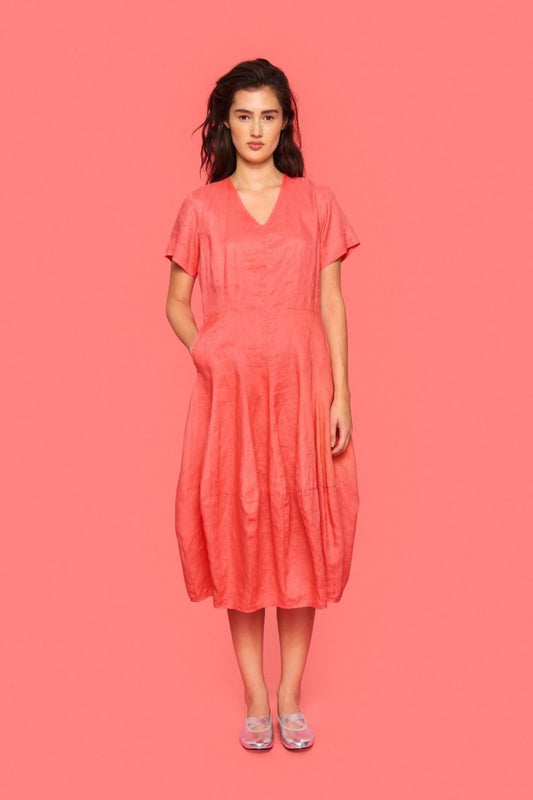 Bitte Kai Rand    "Airy" Linen Dress  -  Coral   -   Size: S