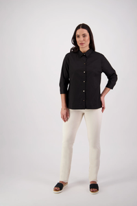 Vassalli  Black Shirt With Fancy Buttons - Sizes:  14  16  18