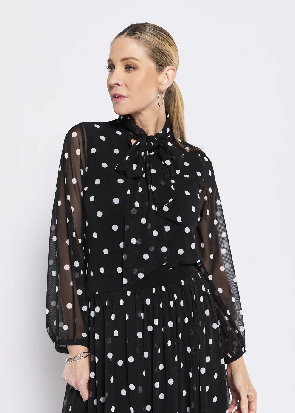 Philosophy "Abbie" Tie Neck Top- Polka Dot - Sizes: 8 10 12