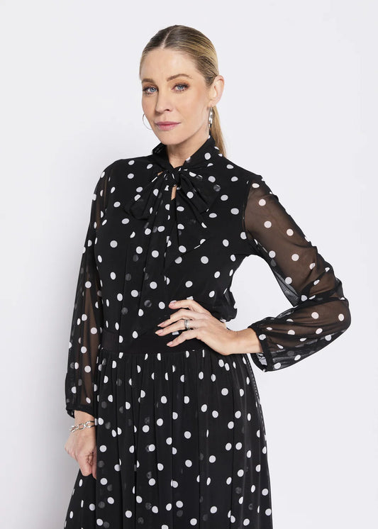 Philosophy "Abbie" Tie Neck Top- Polkadot - Sizes: 8 10 12 14