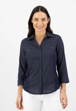 Load image into Gallery viewer, Vassalli   Ink Shirt With Rib Panels  -  Sizes:  18