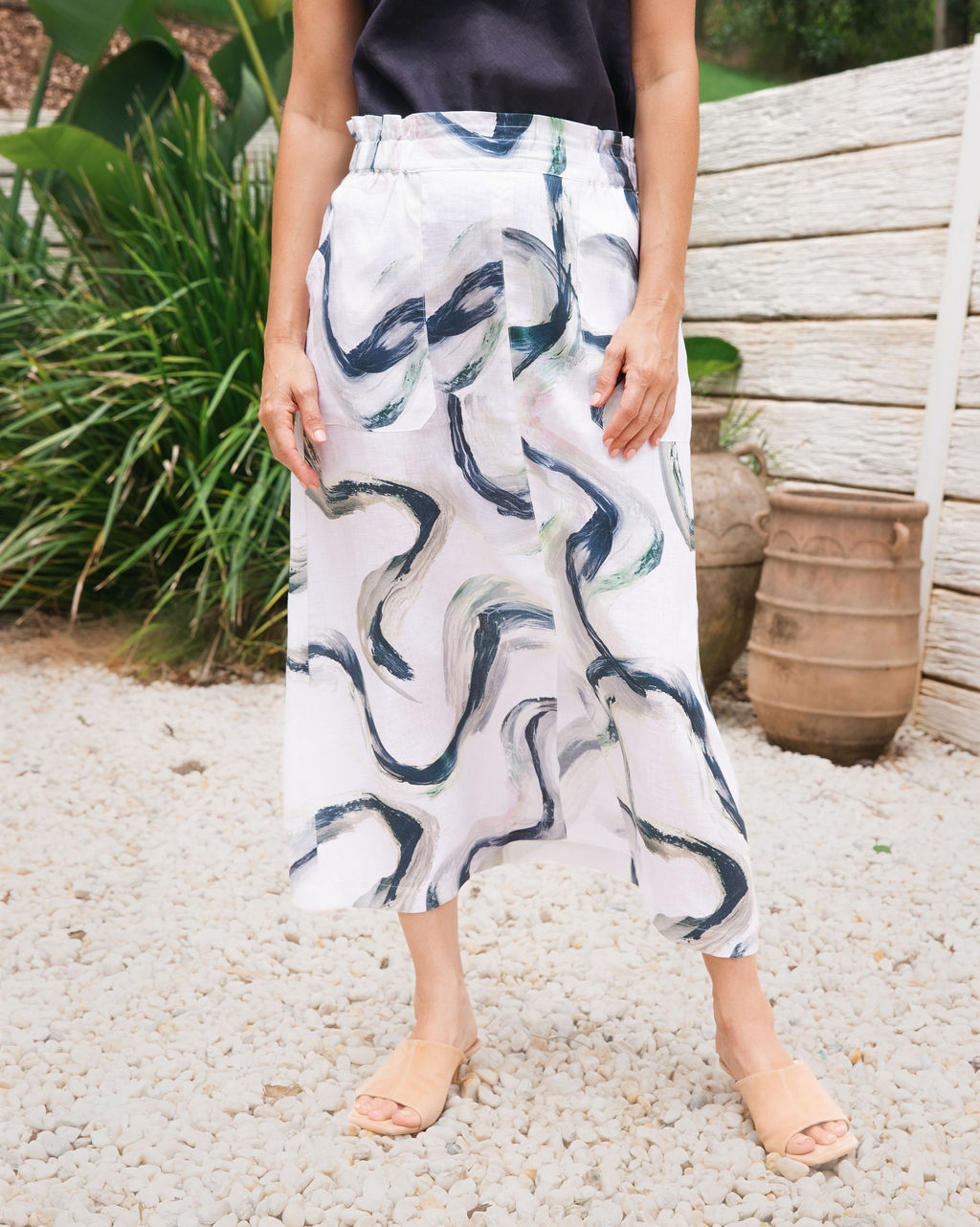 See Saw 2 Pocket Midi Skirt - Riverstone Print - Sizes: 10 12 14 16