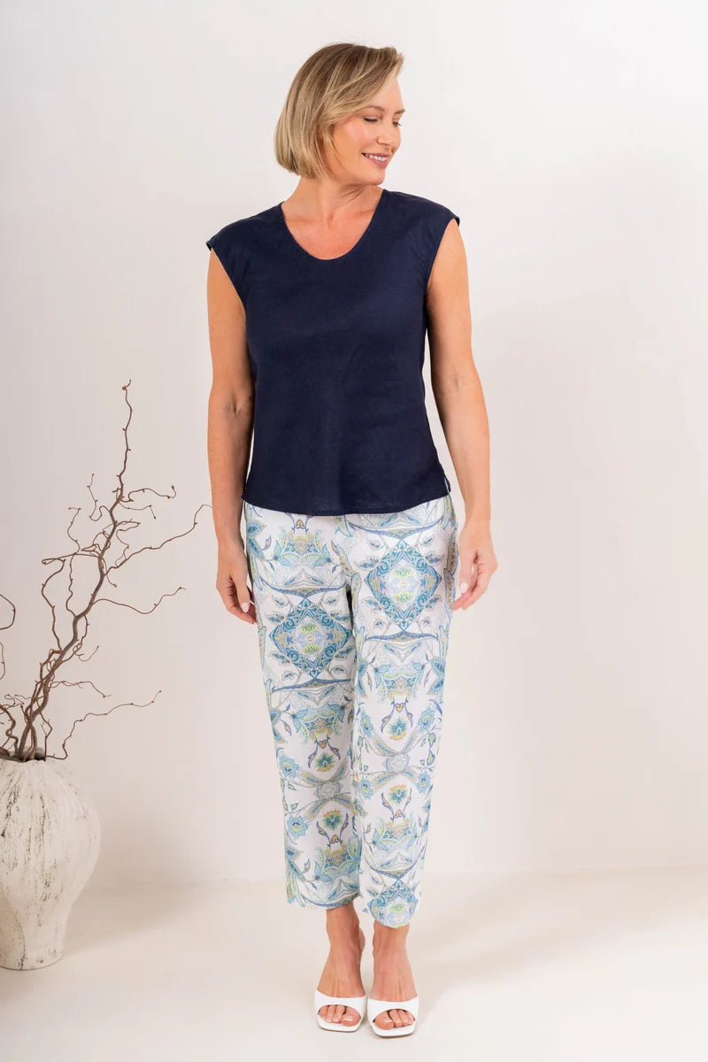 See Saw Bias Cut Top - Navy - Sizes: 8 10 12 14