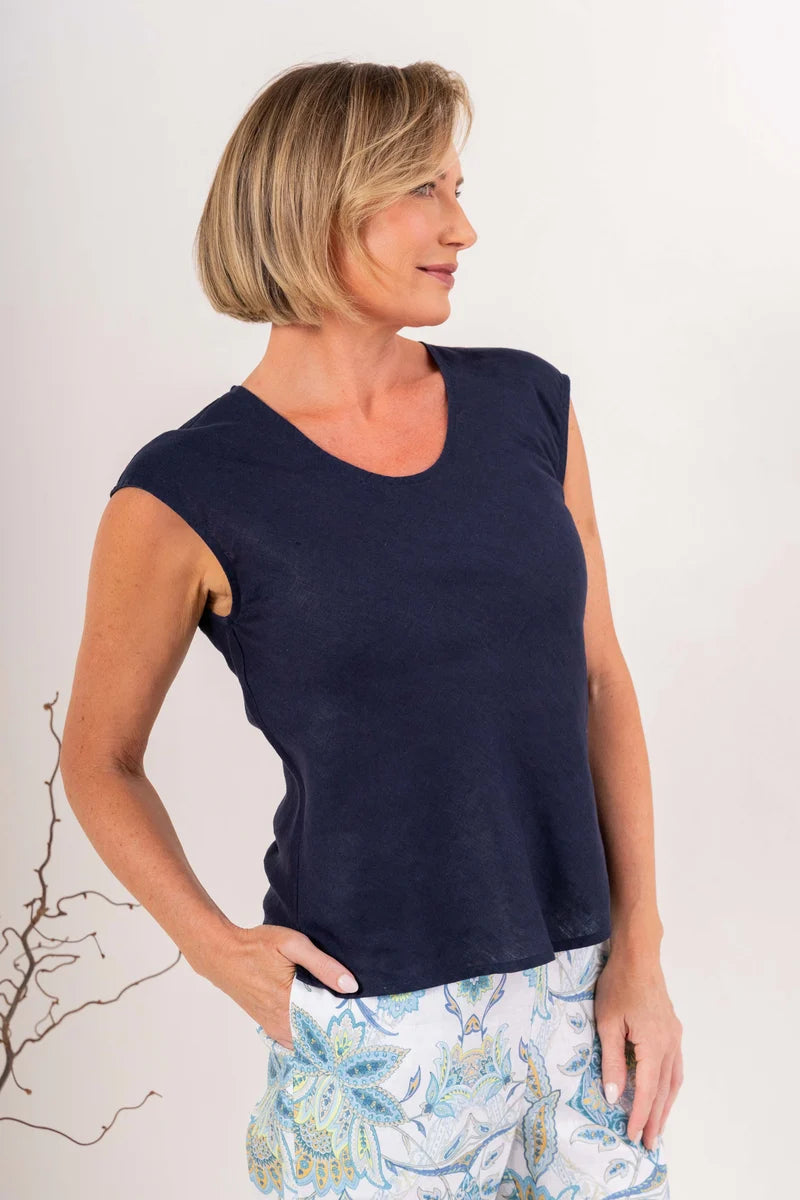 See Saw Bias Cut Top - Navy - Sizes: 8 10 12 14