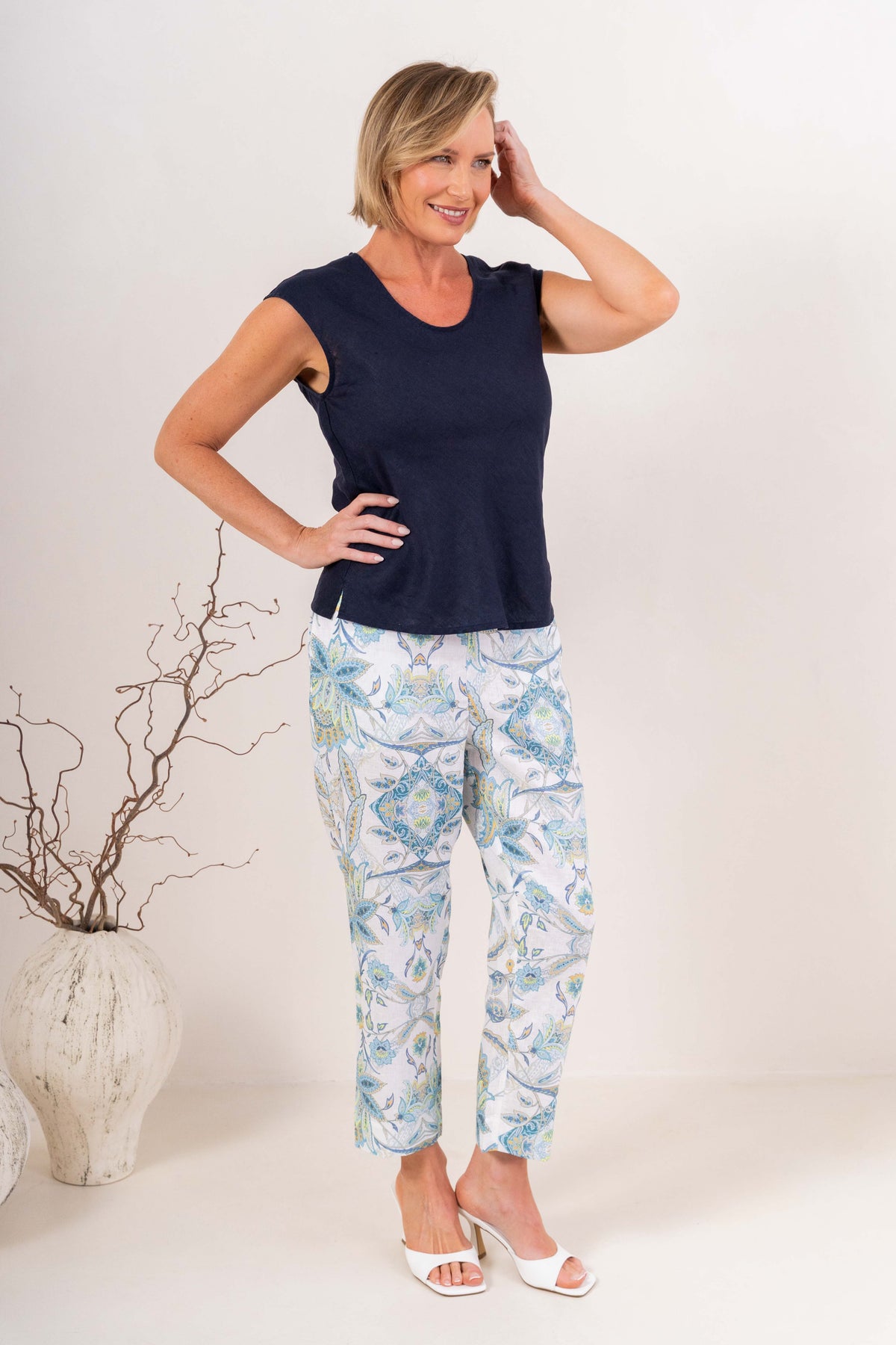 See Saw Bias Cut Top - Navy - Sizes: 8 10 12 14