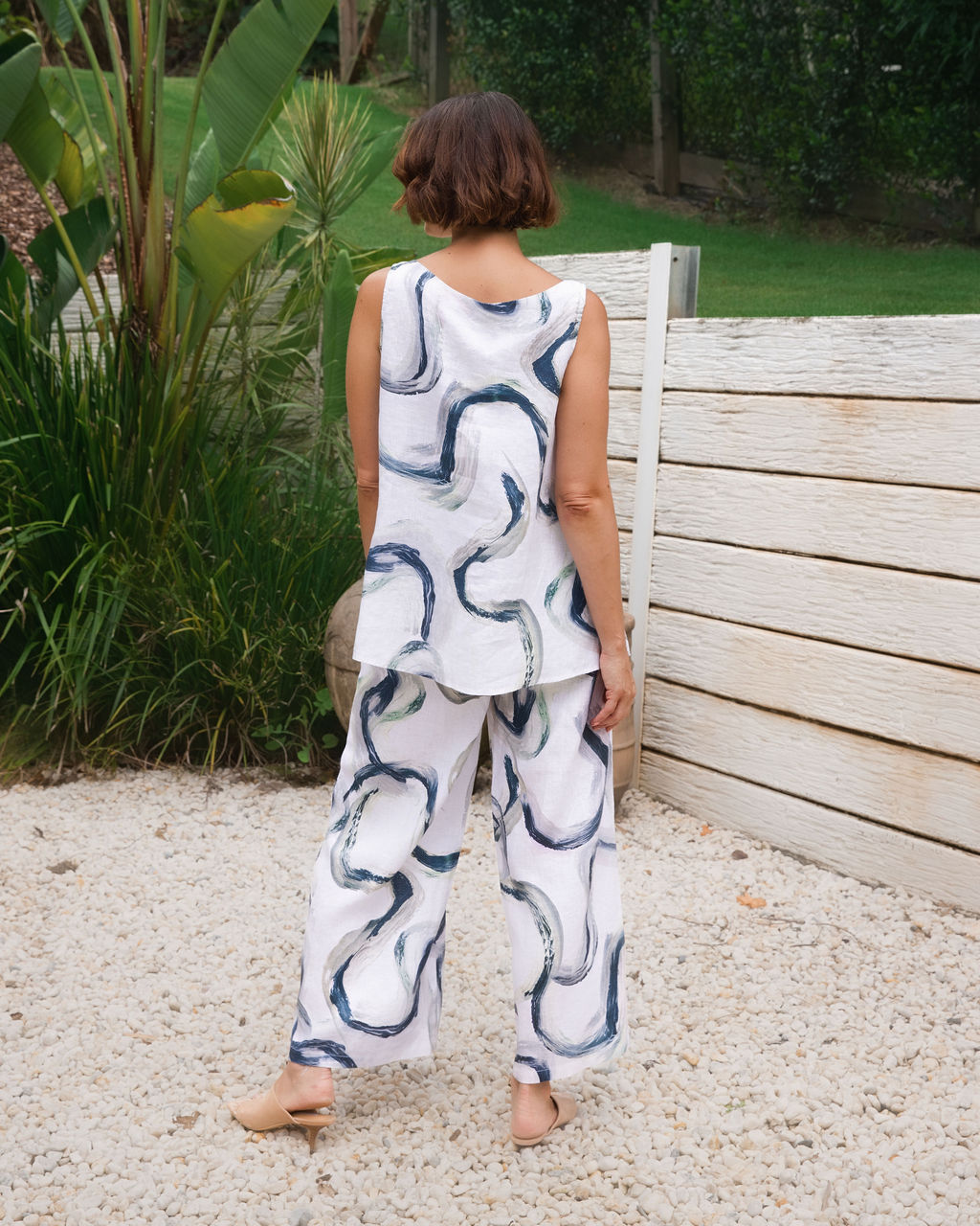 See Saw Boat Neck Tank With Splits - Riverstone Print - Sizes: 8 10 12 14