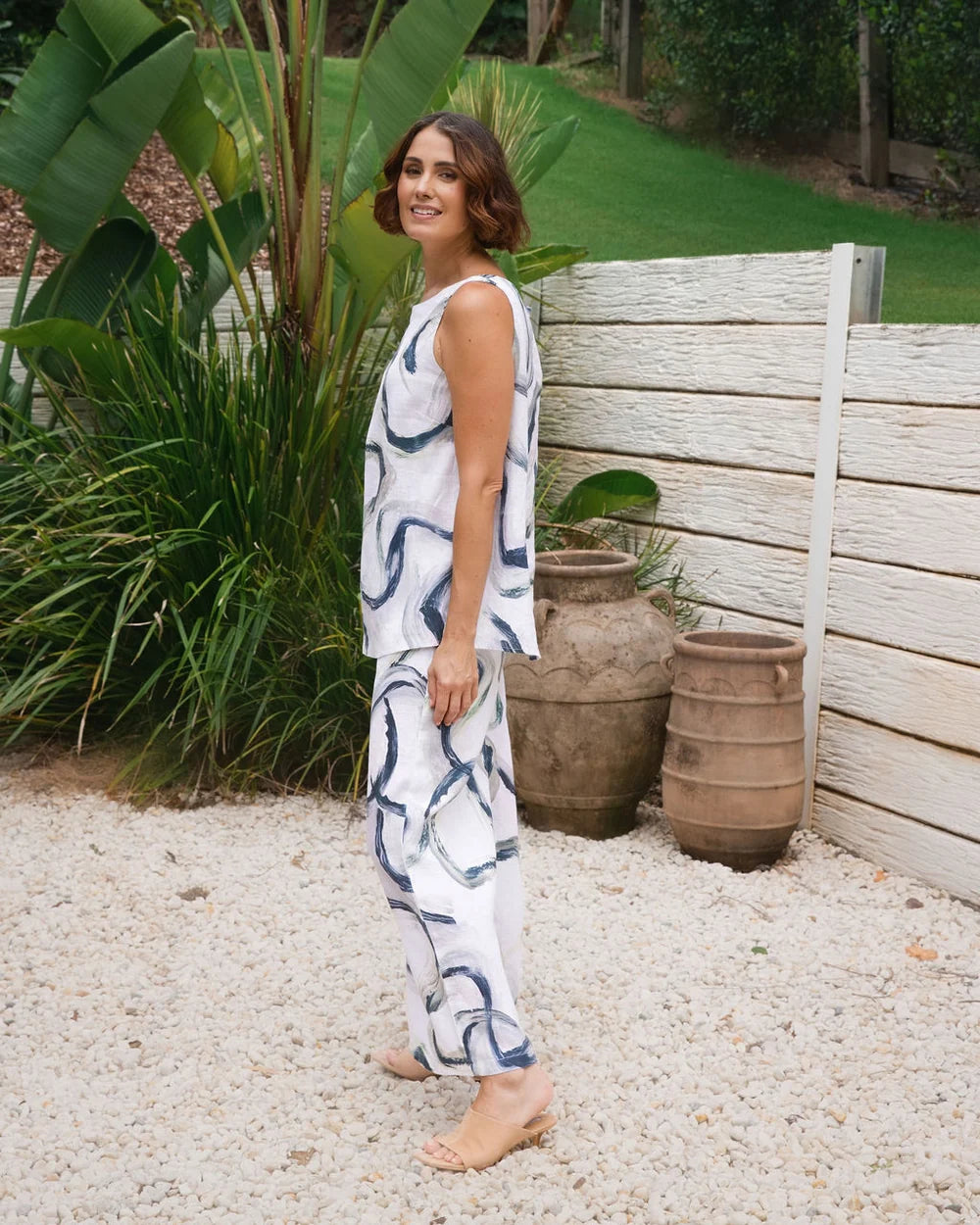 See Saw Riverstone Palazzo Pant - Riverstone Print - Sizes: 14 16