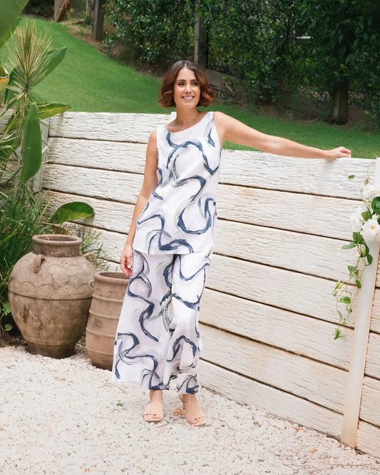 See Saw Riverstone Palazzo Pant - Riverstone Print - Sizes: 14 16
