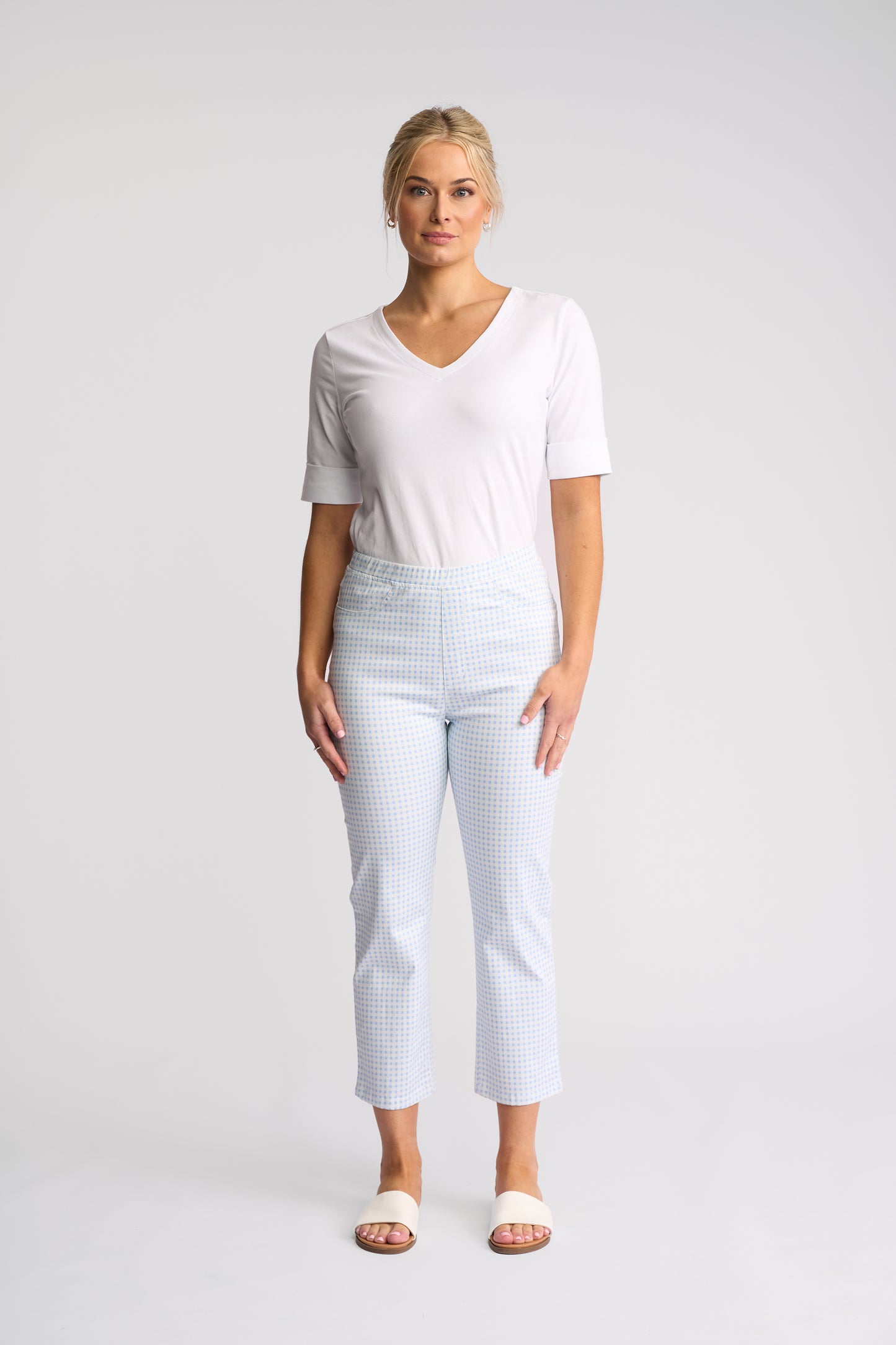 Vassalli Sierra 7/8 Pant - Blue Gingham - Sizes: 8 12 16