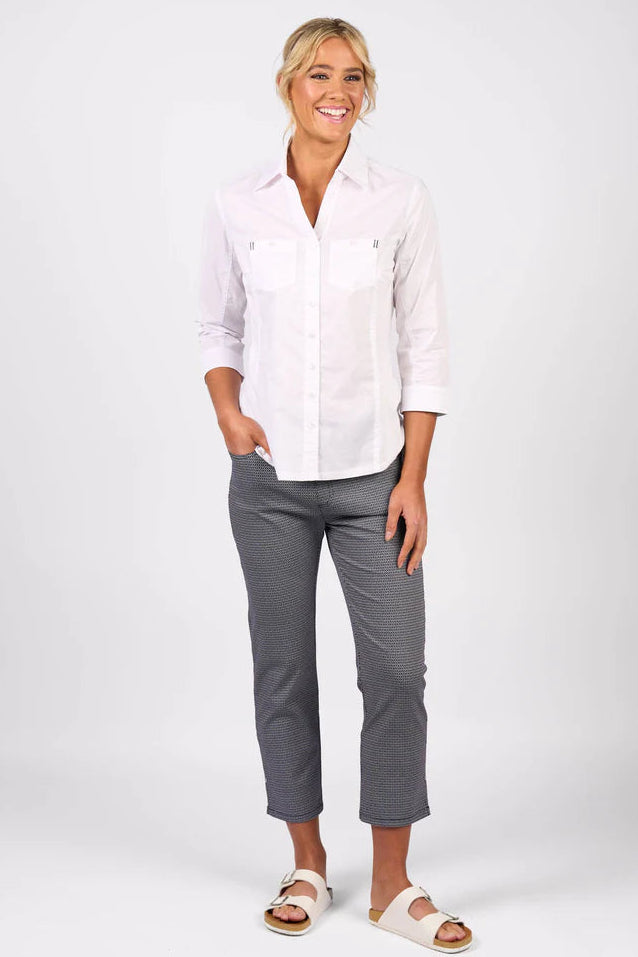 Vassalli    Shirt with Rib Panels    -    White   -   Sizes: 10 12 14 16 18