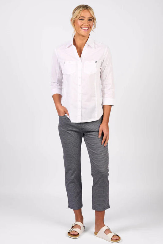 Vassalli    Shirt with Rib Panels    -    White   -   Sizes: 10 12 14 16 18