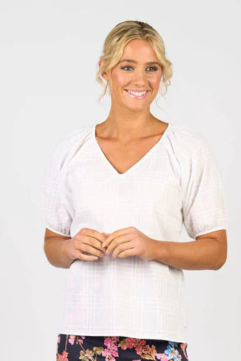 SALE   Vassalli    "Pitch Top" - White Check   -   Sizes: 10  14 16