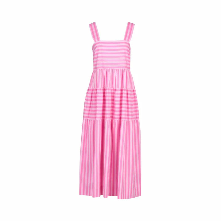 Vassalli Tiered Dress - Pink Stripe - Sizes: 8 10 12