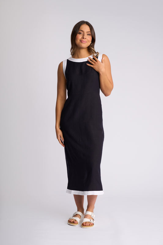 Vassalli "Oak" Dress - Ink/White - Sizes: 8 10 12 14 16