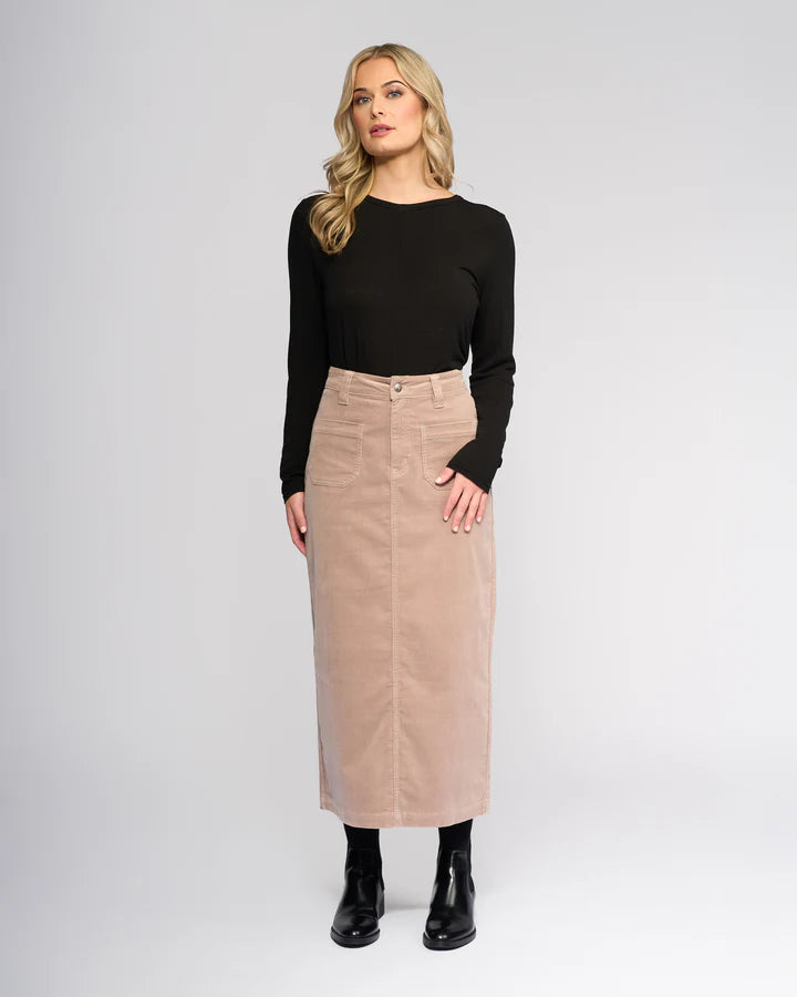 Vassalli "Lane Cord Skirt" - Twig - Sizes:  10 12 14 16