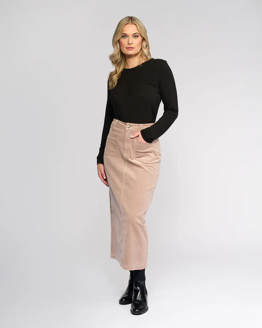 Vassalli "Lane Cord Skirt" - Twig - Sizes:  10 12 14 16