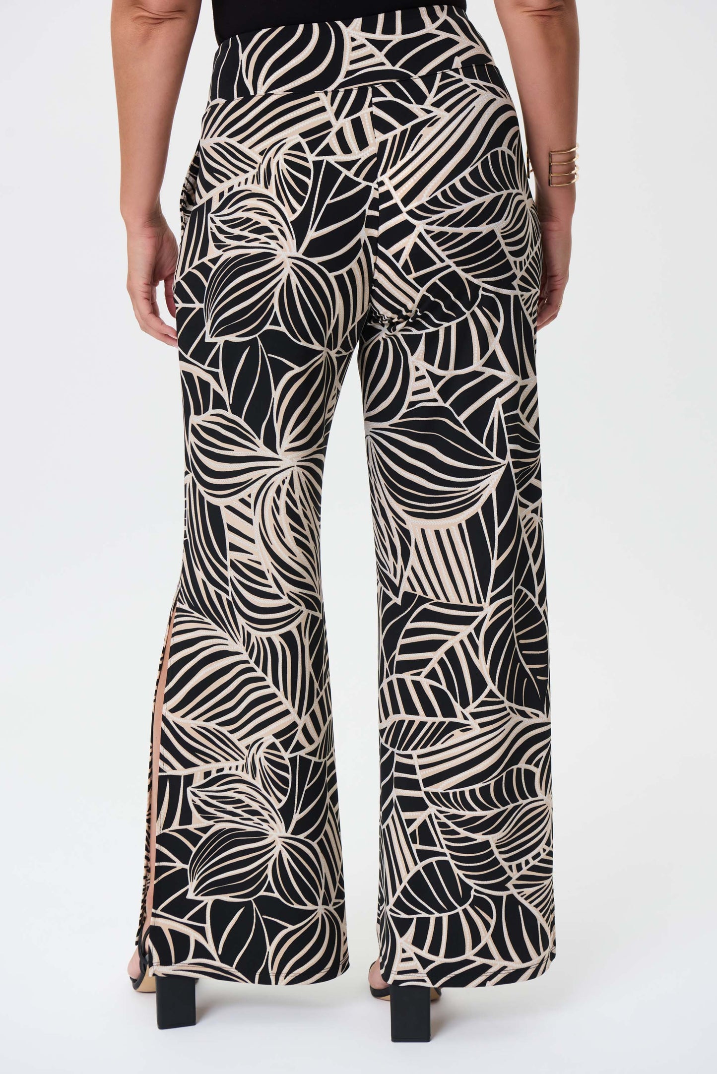 Joseph Ribkoff Black, Beige & Gold Print Wide Leg Pant  - Sizes:  16