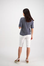 Load image into Gallery viewer, Vassalli   Boat Neck Elbow Tee  Navy &amp; White  -  Sizes:  12 18