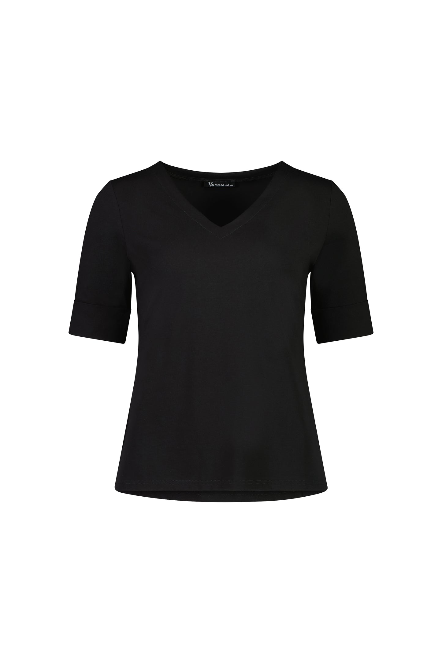 Vassalli    V Neck Tee Top     Black  -  Sizes:  8  10