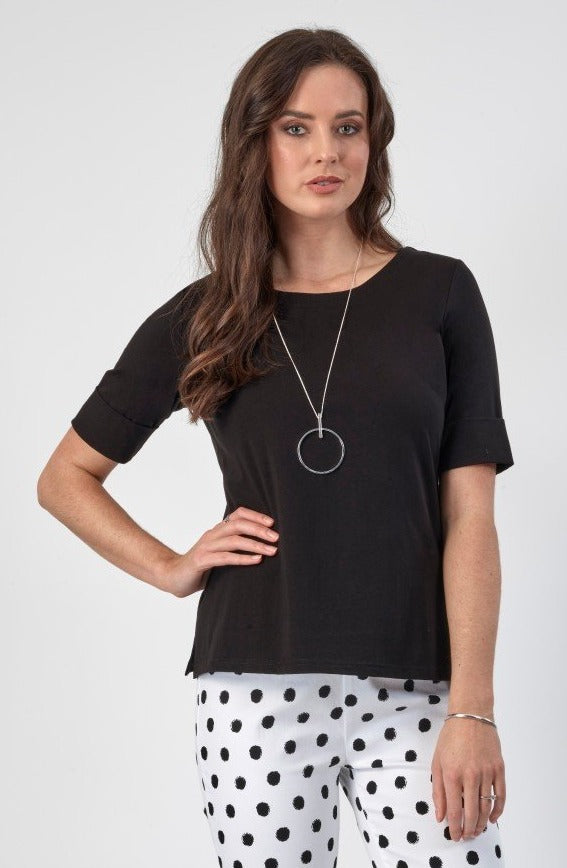 Vassalli    Boat Neck Tee   Black  -   Sizes: