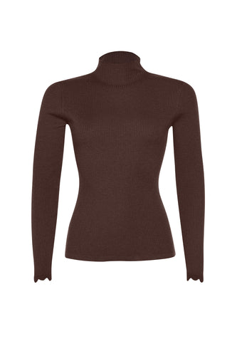 SALE   Loobie's Story    Chocolate Funnel Neck Knit   -   Sizes:   S  XL