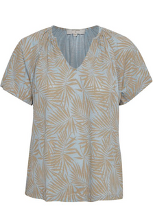 SALE  Cream  "Luna Printed Tee Shirt"  Cashmere Blue Palms  -  Sizes:  S  M  XL